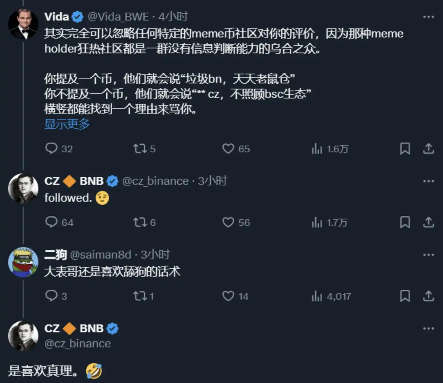 CZ tweeted one after another, responding that it gave priority to interacting with the community插图5