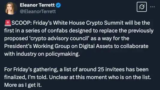 The 25 mysterious seats at the White House Crypto Summit will be announced soon. Who will be the guest?插图2